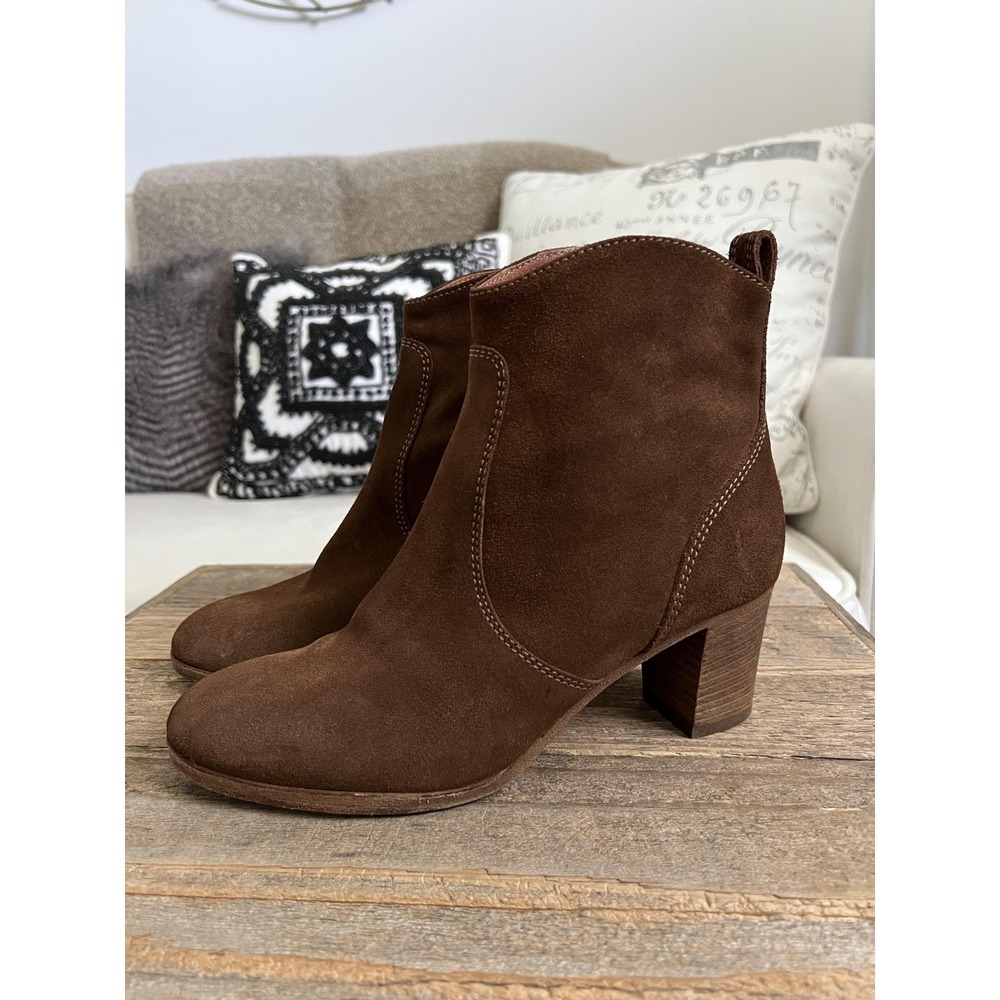 J Crew Boots Aggie‎ Womens Size 6 Brown Suede Leather Ankle Zip Italy Booties